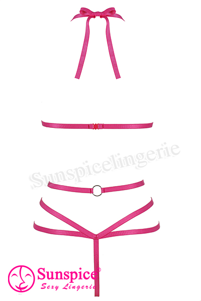 women sexy one piece halter cage teddy lingerie erotic back closure strappy bodysuit