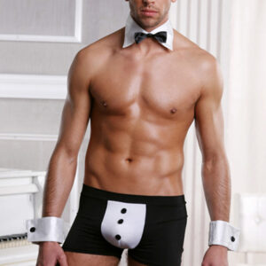 8031 black and white collar with bows tie boxers and cuffs with