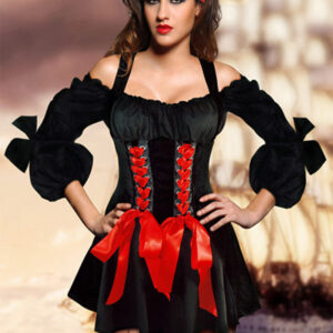 80990st g black boat neck long sleeve bows without hat necklace stocking pirates costumes