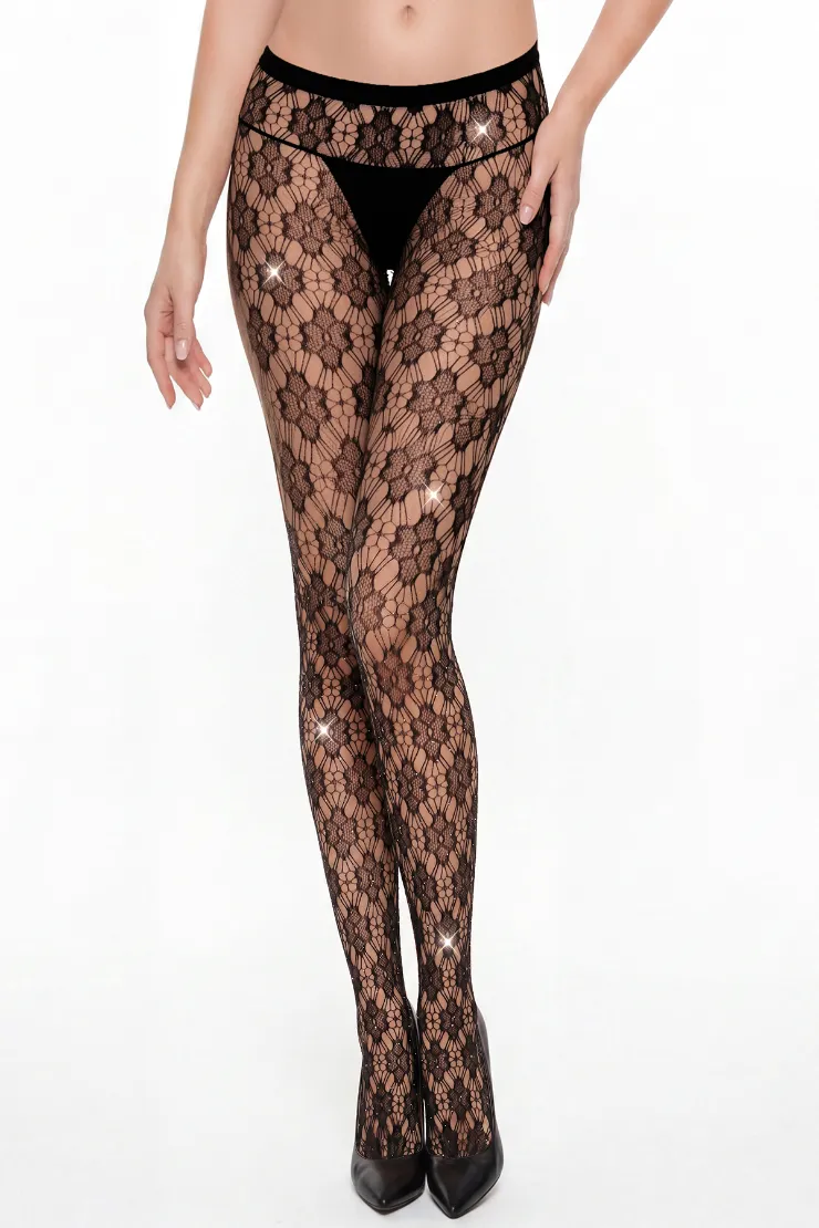 Rhinestone fishnet tights